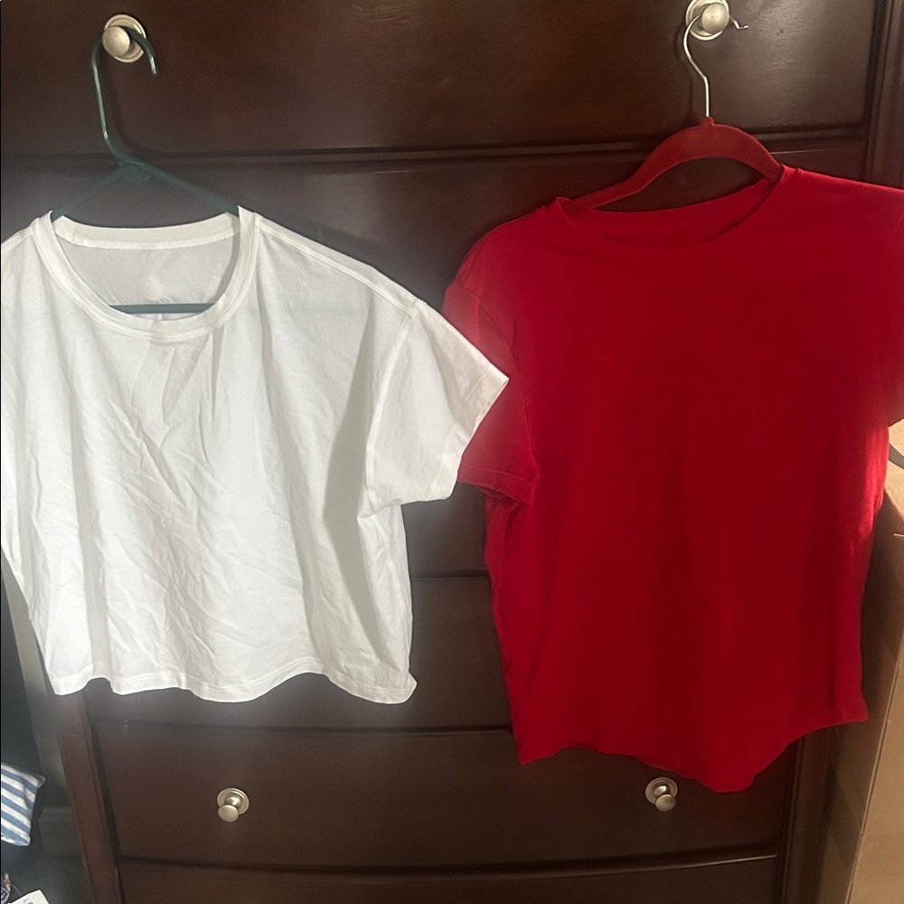 lululemon athletica Red and White Crop Tops
